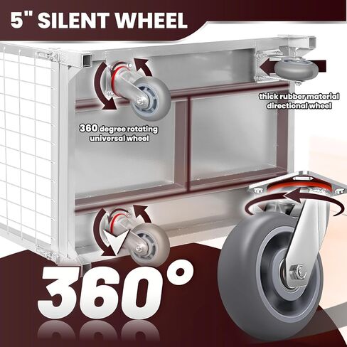 Platform Truck Cart with Cage, 5-in-1Heavy Duty Flatbed Cart, Load 3500LBS with 5" Swivel Casters, Multi-Functional Push Cart for Grocery, Laundry, Pantry, Shelving in Kuwait