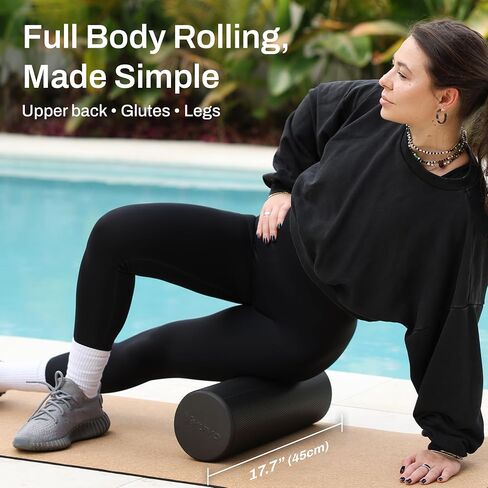 6-in-1 Foam Roller Recovery Set - 18" Trigger Point Muscle Roller, Massage Stick, 5 Resistance Bands, Massager Balls Kit with Carrying Bag - Full Body Recovery, Stretching & Exercise Equipment in Kuwait
