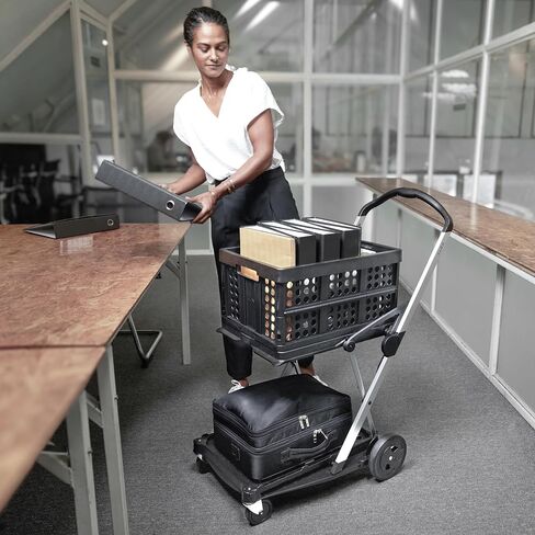 CLAX® The Original | Made in Germany | Multi Use Functional Collapsible Carts | Mobile Folding Trolley | Storage Cart Wagon | Shopping Cart with 2 Storage Crates | Platform Truck (Light Grey) in Kuwait