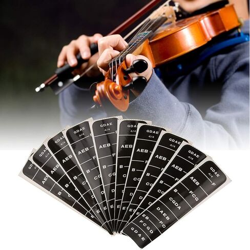 Violin Sticker 4/4 Black Blue Fingerboard Guide, Violin Sticker for Beginners, Self - Adhesive Note Position Markers with Non - Stick Glue, for Violin Learning and (BC01 4/4 Black) in Kuwait
