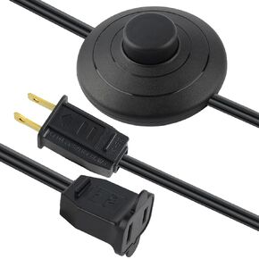 UL-Certified Extension Cord with On Off Switch, Black Foot Switch, 6Ft Extension Cord, Single Outlet Plug, 2 Prong Polarized Plug for Floor Lamp or Table Lamp or Decor in Kuwait