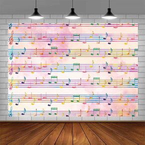 5x3FT Pink Theme Music Notes Backdrop Colourful Music Notation Photography Background for Newborn Girl Baby Shower 1st Birthday Senior Pictures Party Decorations Photo Booth Props Supplies in Kuwait