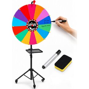 24 Inch Spinning Prize Wheel, Adjustable 35"-66" Height Game Spinner, Storable Wheel of Fortune with 14 Color Segments for Party, Carnival, Trade Show & Classroom in Kuwait