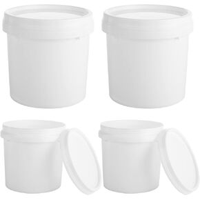 4 Pack White Plastic Pail Plastic Bucket with Lid, 1L Industrial Paint Pail Container Bucket Empty Paint Can Pigment Buckets for Art Crafts Projects Garage Organization (1 Quart) in Kuwait