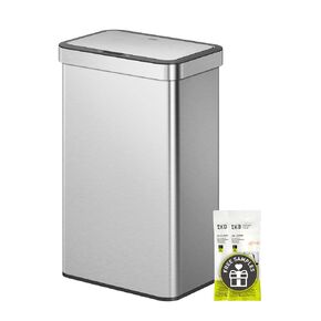 EKO Econova 30L+30L Dual Compartment Motion Sensor Trash Can, 16 Gallon Automatic Kitchen and Recycling Bin, Soft-Close Lid, Fingerprint-Resistant Stainless Steel Garbage Bin, 2 Inner Buckets in Kuwait