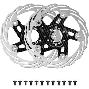 2Pcs 160mm Floating Bike Disc Brake Rotor with 6 * 2 Bolts, Carbon Fiber Bicycle Disc Brakes Rotors for Road Bike/Mountain Bike MTB/Ebike/BMX in Saudi Arabia