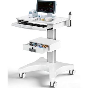 Medical Cart – Height Adjustable Rolling Utility Trolley, Lockable Drawers, 360 Silent Casters, 220 lbs Capacity for Hospitals, Clinics, Spa & Tattoo Studios (2 Drawers/White, ABS) in Saudi Arabia