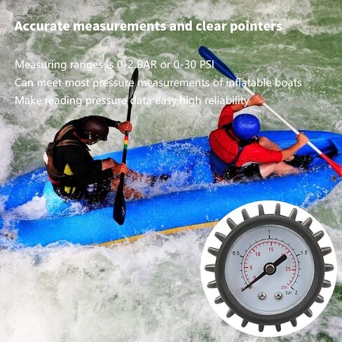 Gonetre Inflatable Boat Barometer, Pressure Gauge Measuring Tool with Clear Pointer for Inflatable Boats Rubber Boats, Measuring Range 0-2 BAR 0-30 PSI, Made of PVC, Lightweight in Kuwait