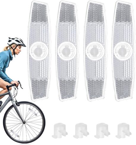 4 Pack Bicycle Reflectors, White Bike Wheel Reflectors, Bike Reflectors for Night Riding, Safety Warning Decoration Accessories for Road Mountain in Kuwait