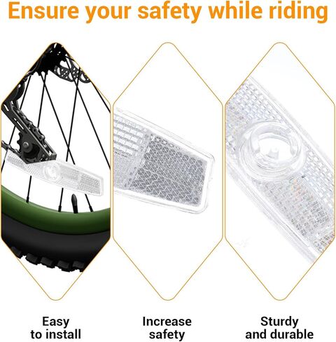 4 Pack Bicycle Reflectors, White Bike Wheel Reflectors, Bike Reflectors for Night Riding, Safety Warning Decoration Accessories for Road Mountain in Kuwait