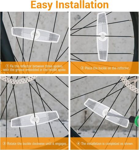 4 Pack Bicycle Reflectors, White Bike Wheel Reflectors, Bike Reflectors for Night Riding, Safety Warning Decoration Accessories for Road Mountain in Kuwait
