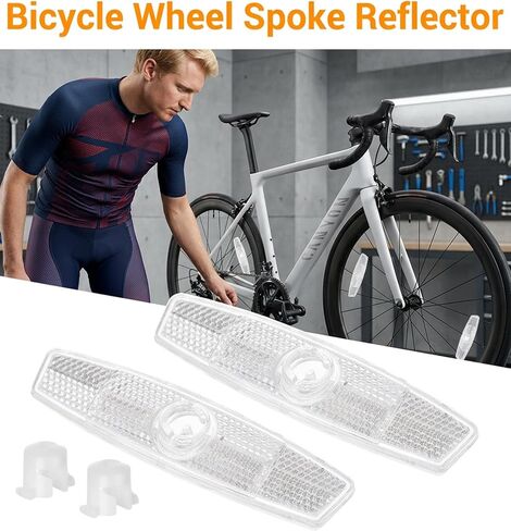 4 Pack Bicycle Reflectors, White Bike Wheel Reflectors, Bike Reflectors for Night Riding, Safety Warning Decoration Accessories for Road Mountain in Kuwait