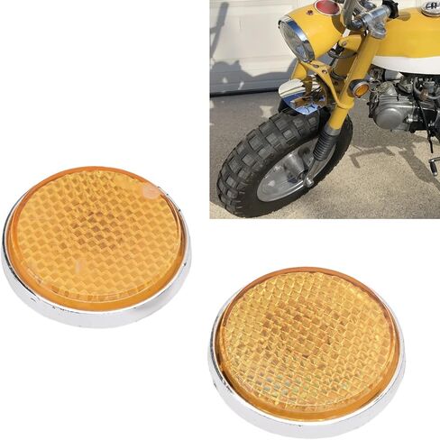 2PCS Front Fork Reflectors Fork Leg Reflectors Round Amber M6 with Screws for C70 CB100 CB175 CB350 Replacement in Kuwait