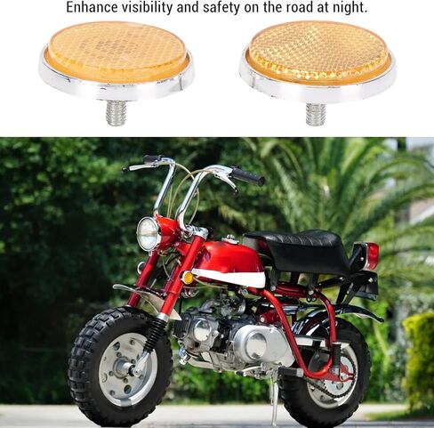 2PCS Front Fork Reflectors Fork Leg Reflectors Round Amber M6 with Screws for C70 CB100 CB175 CB350 Replacement in Kuwait