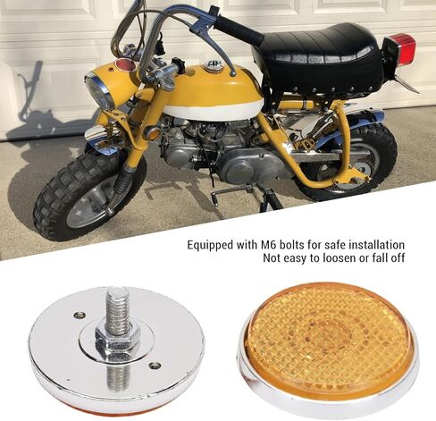 2PCS Front Fork Reflectors Fork Leg Reflectors Round Amber M6 with Screws for C70 CB100 CB175 CB350 Replacement in Kuwait