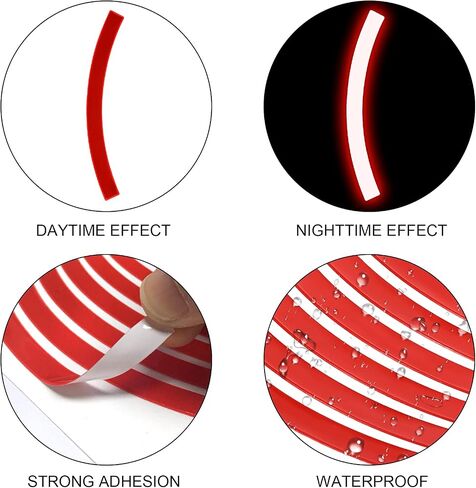 HUIOP Reflective Tape, 10pcs Adhesive Reflective Tape Cycling Warning Sticker Bike Reflector Tape Strip for Car Bicycle Motorcycle Scooter Wheel Rim Decoration in Kuwait