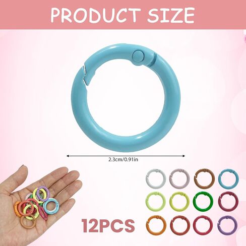 12 Pcs Heart Shaped Keychain Clip Cute Carabiner, Zinc Alloy Spring Snap Hooks for Keys, Bags, Camping, Hiking, Fishing, Travel, DIY Crafts, Fashion Accessories (12 Color) in Saudi Arabia