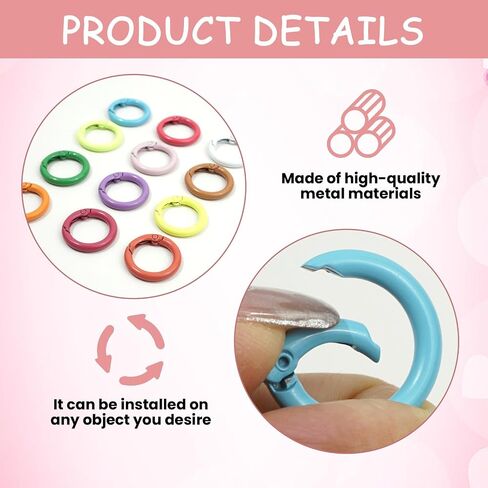 12 Pcs Heart Shaped Keychain Clip Cute Carabiner, Zinc Alloy Spring Snap Hooks for Keys, Bags, Camping, Hiking, Fishing, Travel, DIY Crafts, Fashion Accessories (12 Color) in Saudi Arabia