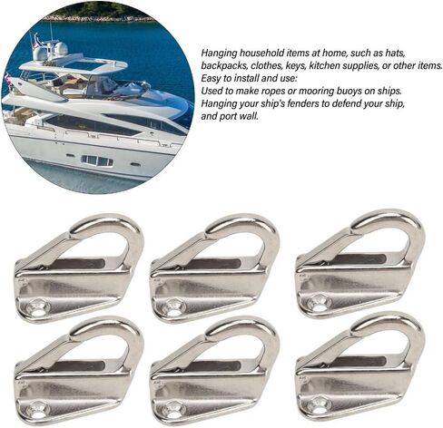 6Pcs 316 Stainless Steel Marine Hook 36 * 30mm Easily Hang Boat Hanger Durable Heavy Duty Spring Buckle Type Hanger for Mooring, Rope Lowering, Anchoring, Rigging in Kuwait