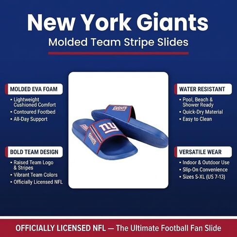 صنادل FOCO New York Giants للرجال من NFL المصبوبة من إسفنج EVA | مقاوم للماء، مرخص رسميًا in Kuwait