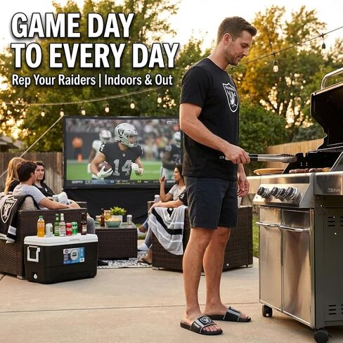 FOCO Las Vegas Raiders Slides for Men NFL Molded EVA Foam Sandals | Water Resistant, Officially Licensed in Kuwait