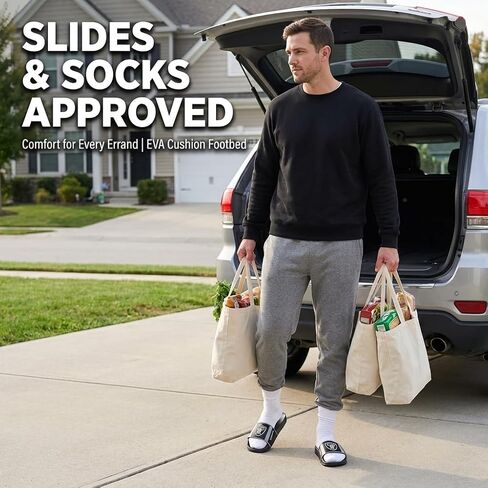 FOCO Las Vegas Raiders Slides for Men NFL Molded EVA Foam Sandals | Water Resistant, Officially Licensed in Kuwait