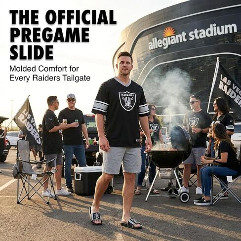 FOCO Las Vegas Raiders Slides for Men NFL Molded EVA Foam Sandals | Water Resistant, Officially Licensed in Kuwait