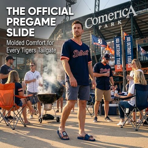 صنادل FOCO Detroit Tigers للرجال من MLB مصبوبة من إسفنج EVA | مقاوم للماء، مرخص رسميًا in Kuwait