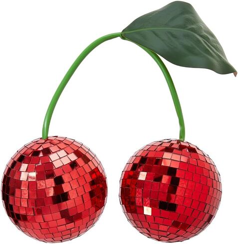 DICOSMETIC Glass Cherry Disco Ball Decor Red Hanging Disco Decor Retro Reflective Mirror Ball Christmas Decoration Ornaments for Party, Room, Wedding, Garden Decoration, DJ Club, Stage, Bar, Party in Kuwait