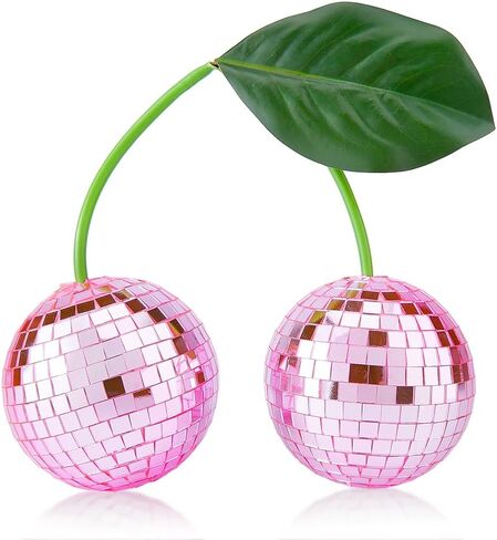 DICOSMETIC Glass Cherry Disco Ball Decor Red Hanging Disco Decor Retro Reflective Mirror Ball Christmas Decoration Ornaments for Party, Room, Wedding, Garden Decoration, DJ Club, Stage, Bar, Party in Kuwait