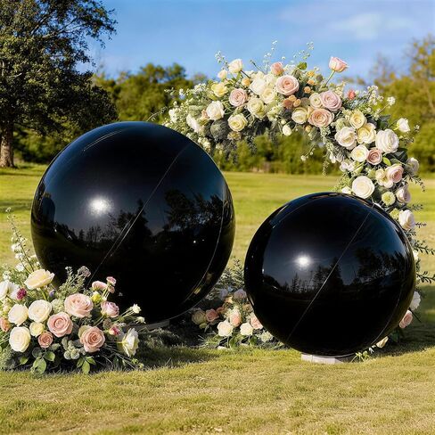OZIS 19.7+31.5inch 2PCS Giant Inflatable Mirror Ball with Air Pump for Hanging&Standing PVC Airtight Disco Bubble Balloon For Wedding Event Nightclub Stage Party Decor (Black) in Kuwait