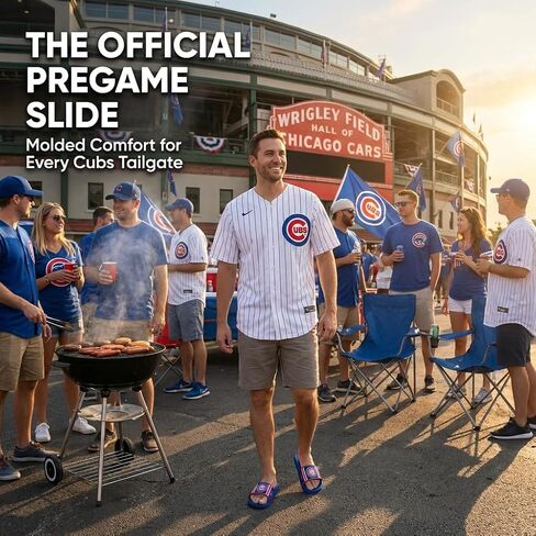 صنادل FOCO Chicago Cubs للرجال من إسفنج EVA مصبوب MLB | مقاوم للماء، مرخص رسميًا in Kuwait