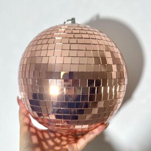 Mirror Disco Ball 8-Inch Reflective Hanging Party Disco Light for Dance Floor, Weddings, Holiday, Home Decor & DJ Events –Rose Gold Real Glass Mirror Ball with Hanging Ring in Kuwait