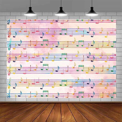 5x3FT Pink Theme Music Notes Backdrop Colourful Music Notation Photography Background for Newborn Girl Baby Shower 1st Birthday Senior Pictures Party Decorations Photo Booth Props Supplies in Kuwait