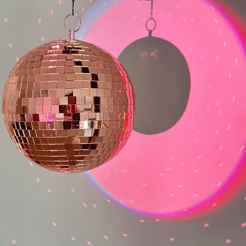 Mirror Disco Ball 8-Inch Reflective Hanging Party Disco Light for Dance Floor, Weddings, Holiday, Home Decor & DJ Events –Rose Gold Real Glass Mirror Ball with Hanging Ring in Kuwait