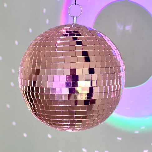 Mirror Disco Ball 8-Inch Reflective Hanging Party Disco Light for Dance Floor, Weddings, Holiday, Home Decor & DJ Events –Rose Gold Real Glass Mirror Ball with Hanging Ring in Kuwait