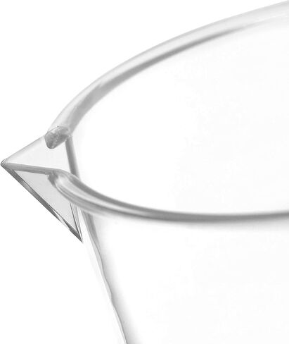 إبريق قياس EISCO، 600 مل - بلاستيك TPX - تخرجات مطبوعة - مقاوم للمواد الكيميائية، قابل للتعقيم - شكل قصير - مقبض بمقبض الإبهام in Kuwait