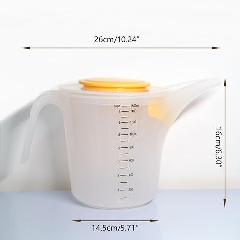 Measure Pitcher Splashs Mixing Cup with Lid & Filter 1500ml Pour Cup for Liquid Oil Vinegar Flour Kitchen Measure Pitcher with Splashs Cover in Kuwait