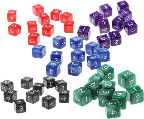 50PCS Polyhedral Dice D6 Dice 16mm Acrylic Dice Game Dice for RPG MTG DND Dice Table Games (Color 1) in Kuwait