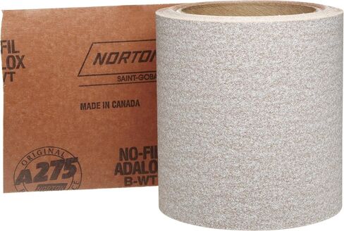 Norton A275 No-Fil Adalox Abrasive Roll, Paper Backing, Pressure Sensitive Adhesive, Aluminum Oxide, Waterproof, Roll 4-1/2" Width x 10yd Length, Grit 120 (Pack of 1) in Kuwait