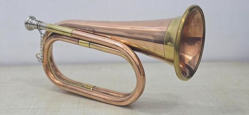 Copper Bugle Military, Traditional US Cavalry Horn, Functional Musical Instrument, Brass and Copper Construction in Kuwait