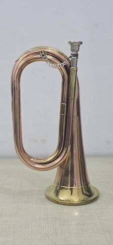 Copper Bugle Military, Traditional US Cavalry Horn, Functional Musical Instrument, Brass and Copper Construction in Kuwait