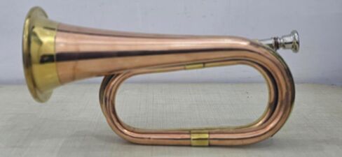 Copper Bugle Military, Traditional US Cavalry Horn, Functional Musical Instrument, Brass and Copper Construction in Kuwait