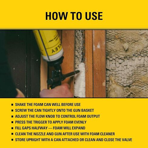 Stanley PRO-FG2 Foam Gun – High Precision Professional Grade 8" Applicator with Teflon Coated Basket, Metal Body & Extension Nozzles | For Expanding Insulation Foam | 1 Pack, 8 In in Kuwait
