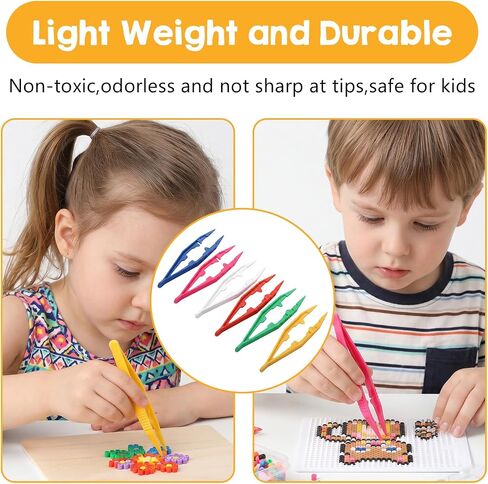 120 Pcs Plastic Tweezers, 4 Inch Colorful Disposable Forceps Durable Small Plastic Beads Tweezer for DIY Crafts, Beading Project, School, Fine Motor Skills Development, Gauze (6 Colors) in Kuwait