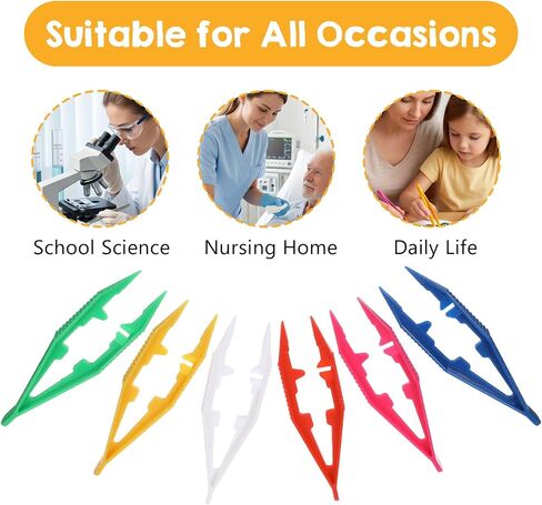 120 Pcs Plastic Tweezers, 4 Inch Colorful Disposable Forceps Durable Small Plastic Beads Tweezer for DIY Crafts, Beading Project, School, Fine Motor Skills Development, Gauze (6 Colors) in Kuwait