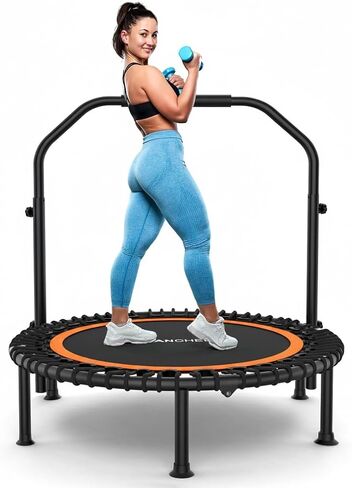 ANCHEER Rebounder Trampoline 40"/48" Bungee Rebounder with 4-Level Adjustable Handle, Max 400-450 LBS Heavy-Duty Fitness Trampoline, Waterproof UV-Resistant Indoor Outdoor Exercise Trampoline in Kuwait
