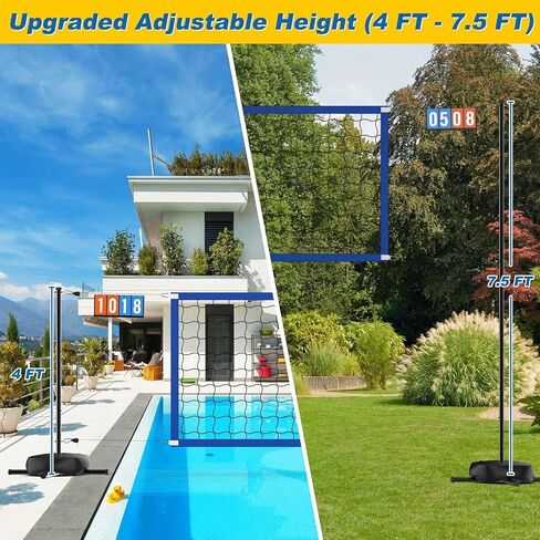 Pool Volleyball Net Set with Battery-Powered LED Lights, No Solar Needed, Inground Pool Game Set with Scoreboard, 2 Balls, Pump & Storage Bag (Height & Width Adjustable) in Kuwait