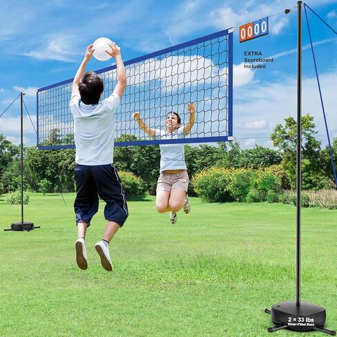 Pool Volleyball Net Set with Battery-Powered LED Lights, No Solar Needed, Inground Pool Game Set with Scoreboard, 2 Balls, Pump & Storage Bag (Height & Width Adjustable) in Kuwait
