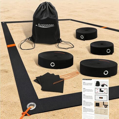 Beach Volleyball Court Boundary Lines - Portable, 2 Inch Official Size (26.3' x 52.6') with 4 Sand Anchors & Storage Bag, Ideal for Outdoor Volleyball, Team Building and Other Group Activities. in Saudi Arabia